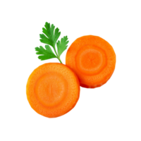 Fresh sliced carrot with green coriander leaf isolated on transparent background png