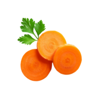 Fresh sliced carrot with coriander leaf isolated on transparent background png