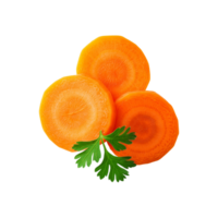 Sliced carrot with green coriander leaf isolated on transparent background png