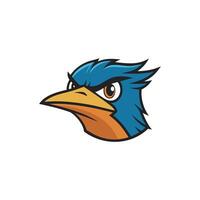 A blue bird head with an angry look vector