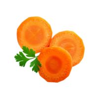 Fresh sliced carrot vegetable with coriander leaf isolated on transparent background png