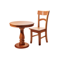 Realistic wooden chair with table isolated on transparent background png