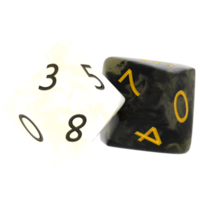 3d render white d10 dice with transparent background png