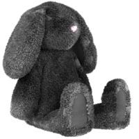 3d render black fluffy bunny with transparent background png