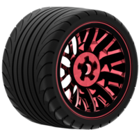 Black red tire with transparent background png