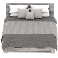 3d render wooden gray bed with storage with transparent background png