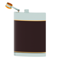3d render metal flask with transparent background png