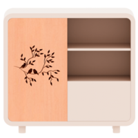 3d render wooden cabinet with transparent background png