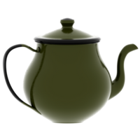 3d render green teapot with transparent background png
