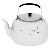 3d render teapot enamel black handle with transparent background png