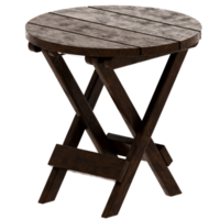 3d render wooden round table with transparent background png