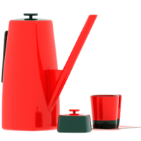 3d render red kettle spout with transparent background png