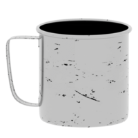 3d render enamel cup scratched with transparent background png