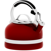 3d render red kettle with transparent background png