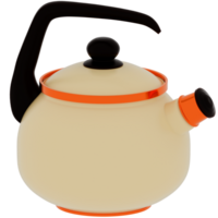 3d render kettle tea pot with transparent background png