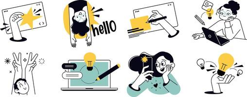 Design and software development. Concepts of website and app design and development, seo, social media, content management, creative design and innovation. vector