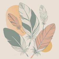 Elegant feather arrangement with soft pastel colors and intricate details vector