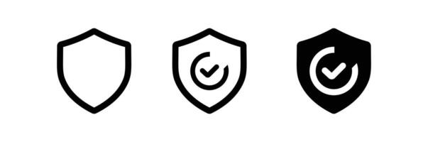 shield protection icons set with checkmarks illustration on white background vector