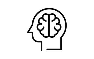Human profile brain or mind side view inside head line art icon for medical apps and websites vector