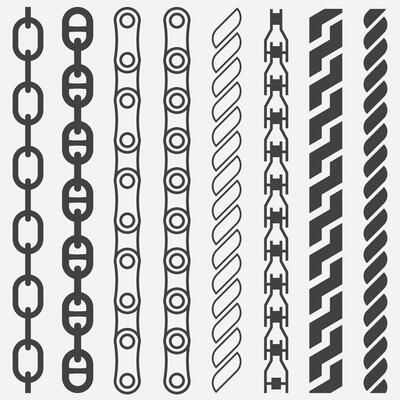 Chain Set Design on White Background. Chain Link Grey.
