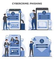 Cyber security concept. Set of flat design illustration concepts for web and mobile applications. vector