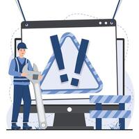 Error 404 page not found concept with missing webpage message and broken link notification vector