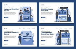 Set of modern flat design concept illustrations of security and protection. Landing page template vector