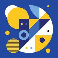 Abstract composition with vibrant blue and yellow colors against a dynamic background. vector