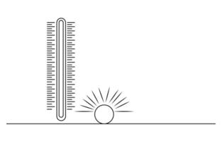 line Thermometer showing high temperature vector