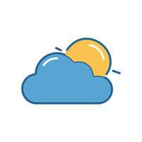 cloud with sun icon over white background. colorful design. illustration vector