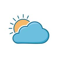 cloud with sun icon illustration design graphic flat style vector