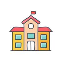 School building color icon. Isolated on white background. illustration vector