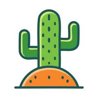 Cactus flat color icon. Isolated on white background. illustration. vector