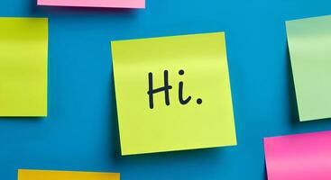 Hi message on a minimal background for casual greetings photo