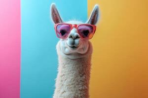Funny Llama Wearing Sunglasses for Humorous and Trendy Designs photo