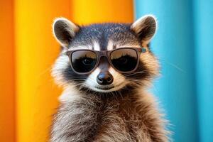 Humorous Image of a Raccoon with Sunglasses Perfect for Fun and Creative Projects photo