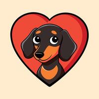 Dachshund Spreading Love with a Heart vector