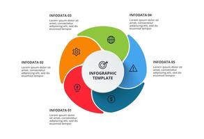 Business data visualization. Process chart. Elements of graph, diagram with 5 parts or processes vector