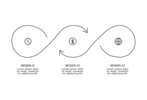 Doodle infographic elements with 3 options. template vector