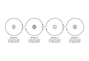 Doodle infographic elements with 4 options. business template vector