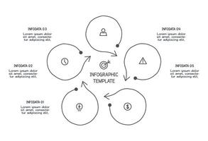 Elements with 5 options. Doodle infographic vector