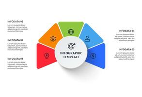 Circle infographics with 5 steps, parts or processes. Business vector