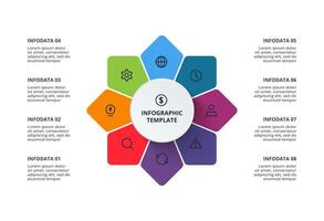 Elements of graph, diagram with 8 options, parts or processes. Business data visualization. Process chart. vector