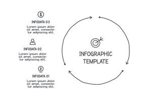Doodle template infographic elements with 3 options. vector