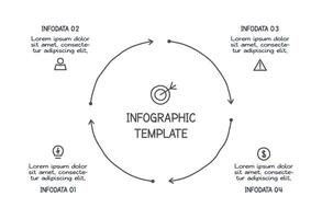 Elements with 4 options Doodle infographic. business template for presentation vector