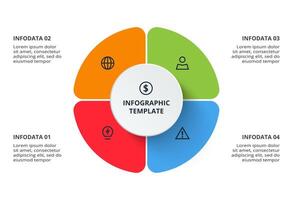Circle infographics with 4 parts or processes. Business data visualization. vector
