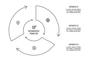 Doodle infographic elements with 3 options. template for presentation vector
