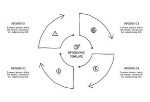 Template doodle infographic elements with 4 options. vector