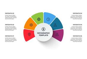 Circle infographics with 6 steps, parts or processes. vector
