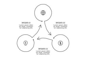 Doodle infographic elements with 3 options. vector